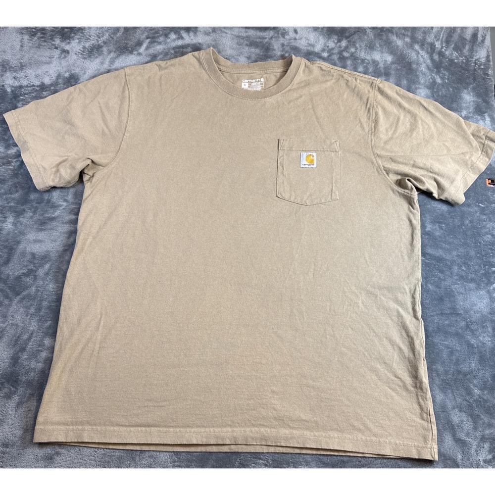 Carhartt K87 Pocket T-Shirt Mens XL Desert Tan Loose Fit Cotton Workwear Tee